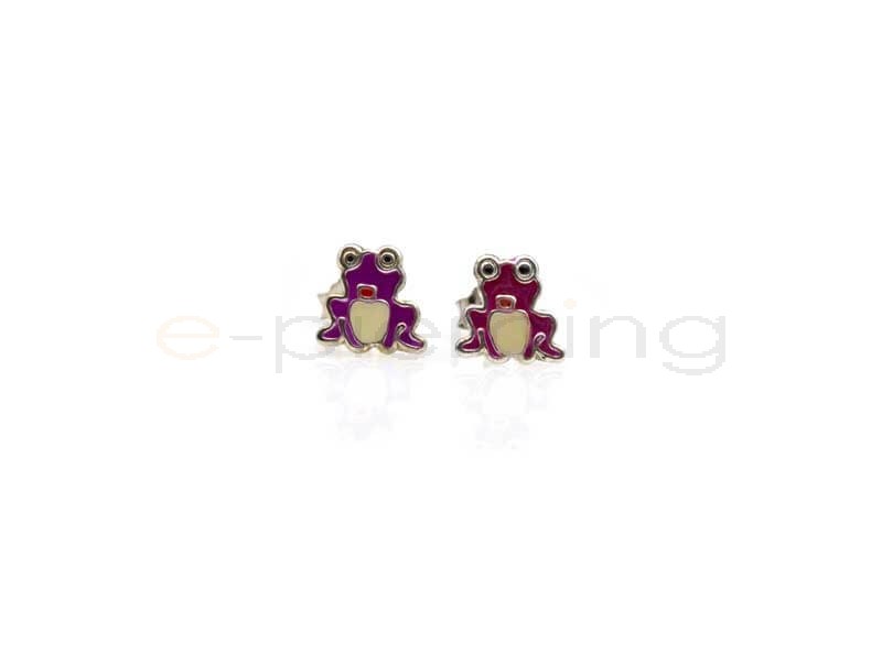 Ασημένια σκουλαρίκια βάτραχοι-purple