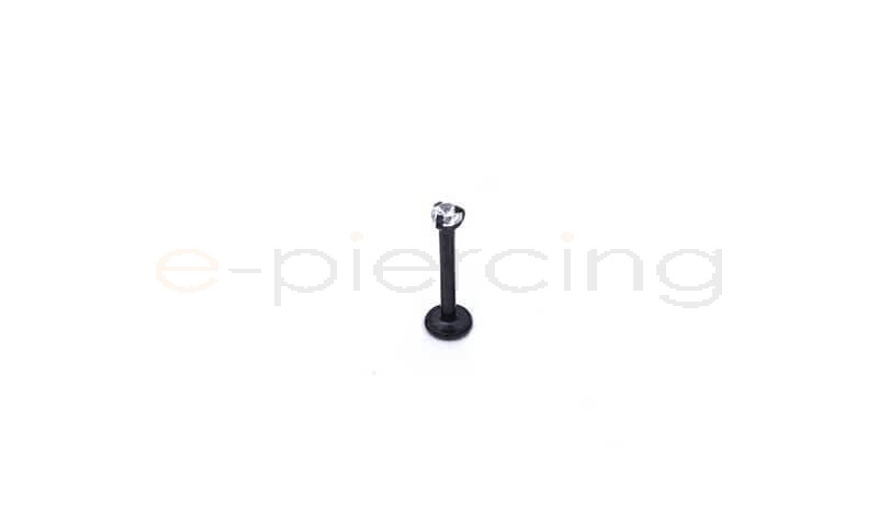 Μαύρο σκουλαρίκι χειλιού με ζιργκόν 2mm