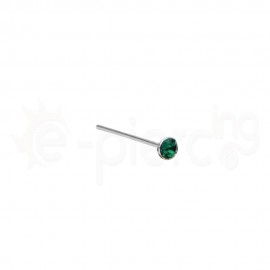 Ασημένιο σκουλαρίκι μύτης με πράσινο Strass 1.5mm 10002 green