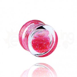 Acrylic plug glitter ροζ 14mm 14558