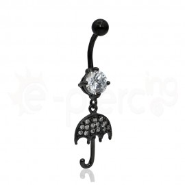 Μαύρο σκουλαρίκι αφαλού ομπρέλα 50037
