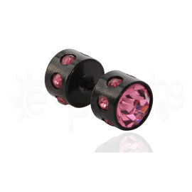 Μαύρη τάπα με ροζ πέτρες 8mm 50922