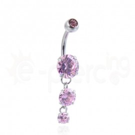 Σκουλαρίκι αφαλού με ζιργκόν ροζ πέτρες 59958