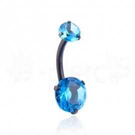Σκουλαρίκι αφαλού μαύρο με γαλάζιο ζιργκόν 59968