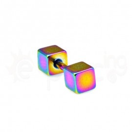 Σκουλαρίκι τάπα 4mm-Rainbow