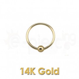 14K Χρυσός κρίκος μύτης 10mm με μπίλια 60042
