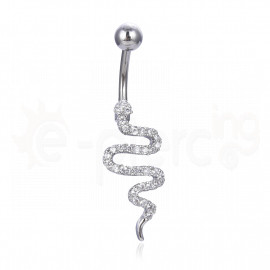 Σκουλαρίκι αφαλού φίδι με ζιργκόν πέτρες B30089SN3